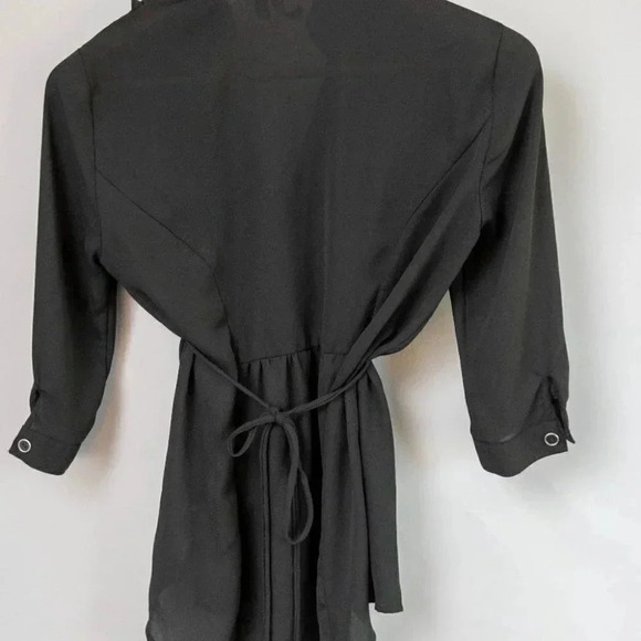 Love Haight | SEMI SHEER TOP WITH FRILL DETAIL AROUND THE NECK | Black | XS - Picture 4 of 5